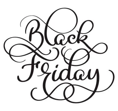 Black Friday calligraphy text on white background. Hand drawn lettering Vector Stock Illustration