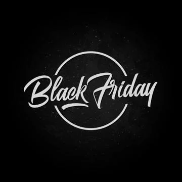 Black friday card lettering vector calligraphy on black background Illustrazione stock