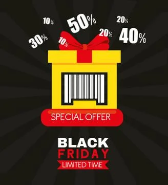 Black friday with code in gift vector design 스톡 일러스트