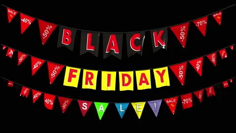 Black friday colored garland elements with separate mask in 4K Stock Footage 161951726