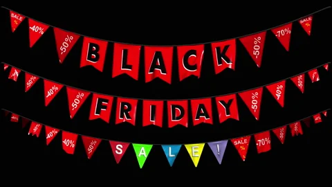 Black friday colored garland elements with separate mask in 4K Vídeos de archivo 161951727