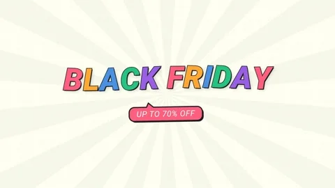 Black Friday Colorful Comic Loop Animation with 70% Off Discount Bubble Видео 338237394