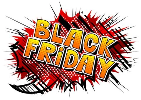 Black Friday - Comic book style word on abstract background. Illustrazione stock