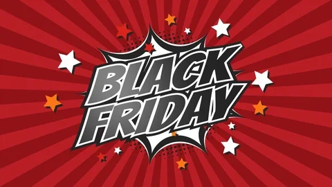 BLACK FRIDAY - Comic Pop Art text video 4K, chroma key version included. Stock Footage 117443384