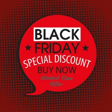 Black Friday Comic Speech Bubble Halftone Illustrazione stock