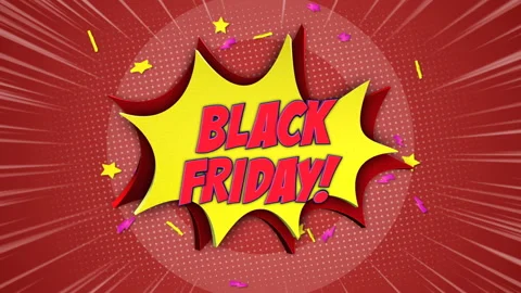 Black Friday Comic Text Animation, on Alpha Channel, Background, Loop Stock Footage 255421844