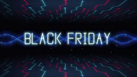 Black Friday on computer screen with waves elements and glitch Stock Footage 250569980