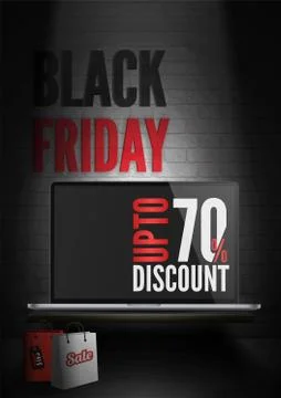 Black friday computers sale vector poster template Stock Illustration