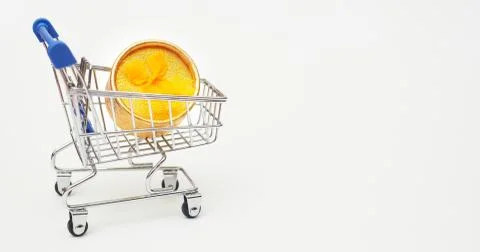 Black friday concept, gift boxes with shopping trolley on white background, copy Stock Photos