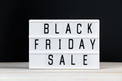 Black Friday concept. Lightbox with text on dark background. Stock-Fotos