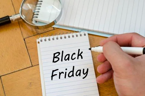 Black friday concept on notebook Stock Photos