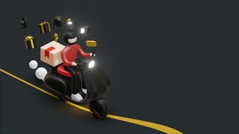 Black Friday Delivery Man On Scooter Stock Footage 161777344