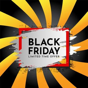 Black Friday design template with sunburst background. Stock Illustration