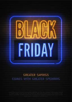Black Friday discount neon vector banner template for luxury store Stock Illustration