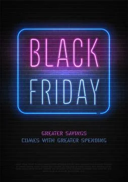 Black Friday discount neon vector banner template for luxury store Stock Illustration