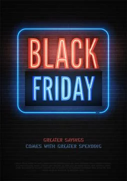 Black Friday discount neon vector banner template for luxury store Stock Illustration