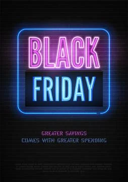 Black Friday discount neon vector banner template for luxury store Stock Illustration