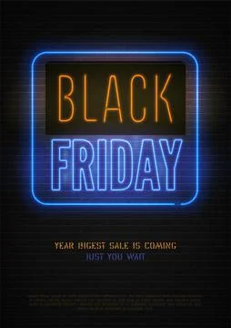 Black Friday discount neon vector banner template for luxury store Stock Illustration