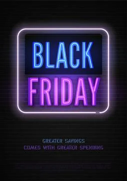 Black Friday discount neon vector banner template for luxury store Stock Illustration