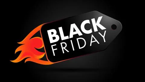Black friday discount tag like rocket with flame Stock Illustration
