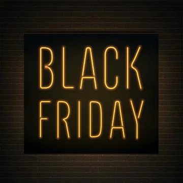 Black Friday discounts neon vector banner template Stock Illustration