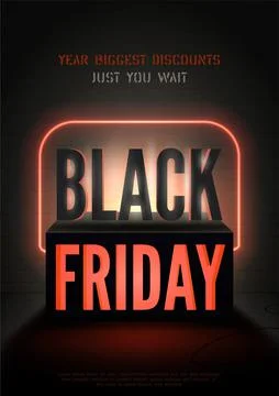 Black Friday discounts retro vector banner template with vertical composition Stock Illustration