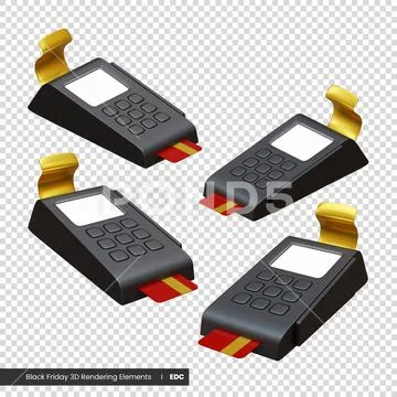 Black Friday EDC 3d rendering elements PSD Template