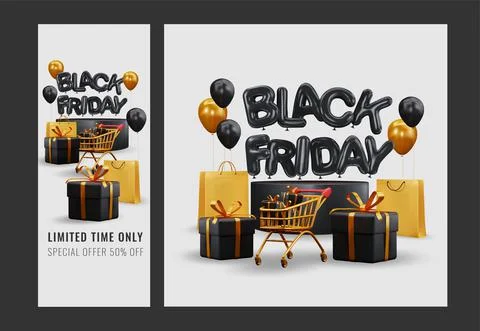 Black Friday. Editable stories. Creative vector modern black Friday sale social Stock Illustration
