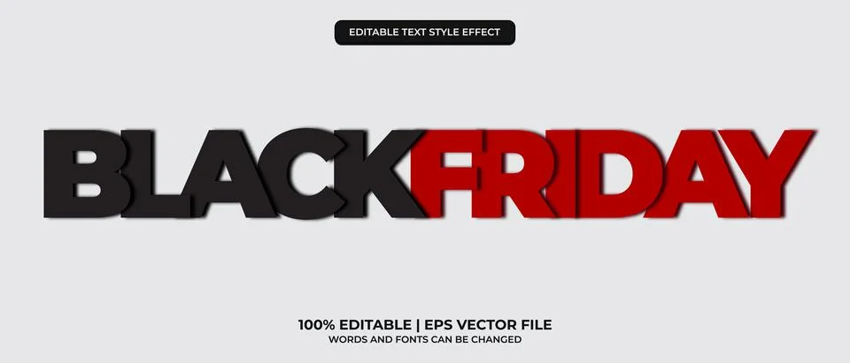 Black friday editable text effect. Black Friday theme style. Illustrazione stock