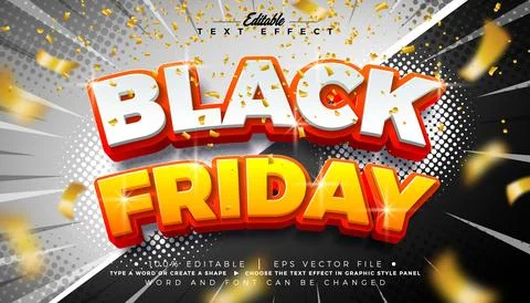 Black Friday Editable Text Effect Design Vector Graphic Style Effect with S.. Stock Illustration