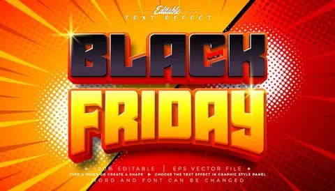 Black Friday Editable Text Effect Design Vector Graphic Style Effect with S.. Stock Illustration