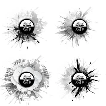 Black friday elements, noir design sale banners set, vector illustration Stock Illustration