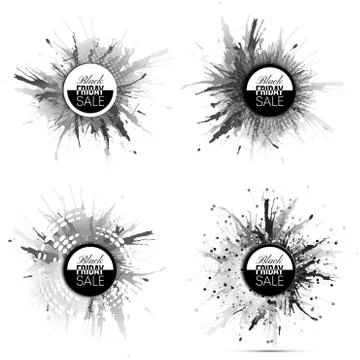 Black friday elements, noir design sale banners set, vector illustration Stock Illustration