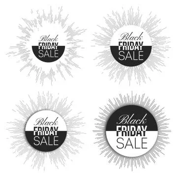 Black friday elements, noir desing sale banners set, vector illustration Stock Illustration