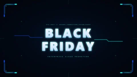 Black friday enterprise cloud promotion hud motion for tech sales and digit.. Vidéo 344855779