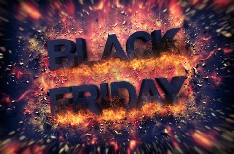 Black Friday exploding sign with embers Stock Illustration
