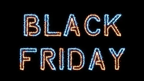 Black friday - fire and ice glowing text on transparent background Stock Footage 104560310