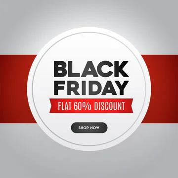 Black Friday Flat Discount in gradient red and white background - Premium Vec Stock Illustration