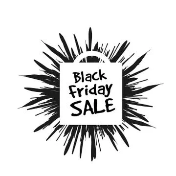 Black Friday in the form of a star drawn in the explosion in the background Stock-Illustration