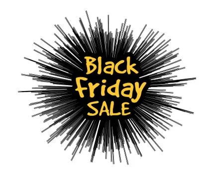 Black Friday in the form of a star drawn in the explosion in the background Stock-Illustration