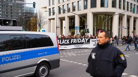 Black Friday for Future Frankfurt am Main - Banner at the front of the Demo Video stock 120748053