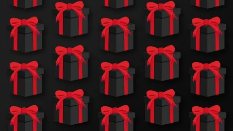 Black Friday Gift Box Pattern Loop Motion Graphic On Dark Background. Stock Footage 347709986