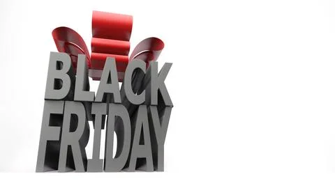 Black friday gift box style 3D render on white background Stock Photos