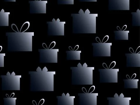 Black friday. Gift boxes seamless pattern, black and white gradient Illustrazione stock