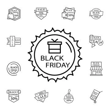 Black friday gift flat vector icon in black friday pack Stock Illustration