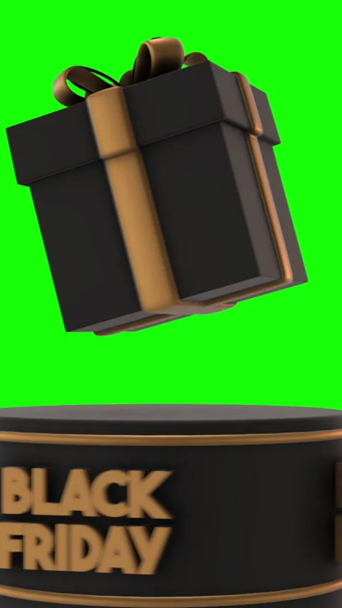 Black Friday Gift Rotating On Podium 3D Animation Vertical Green Screen Stock Footage 289482180