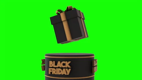 Black Friday Gift Rotating On Podium 3D Animation On Green Screen Video stock 289482409