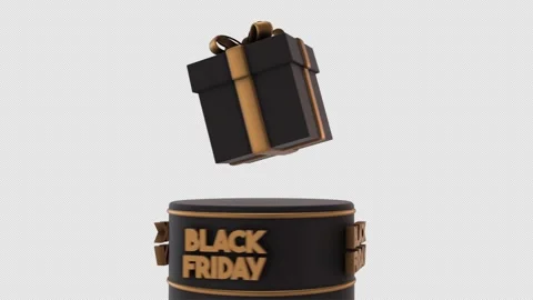 Black Friday Gift Rotating On Podium 3D Animation On Alpha Channel Video stock 289482762