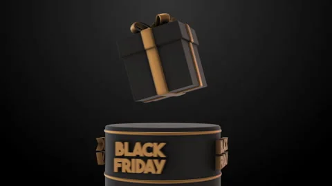 Black Friday Gift Rotating On Podium 3D Animation Stock Footage 289483041