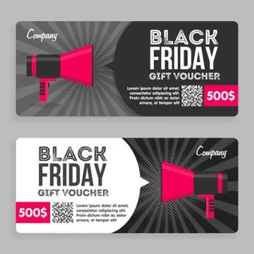 Black Friday Gift Voucher. Flat Design. Announcement Stock-Illustration